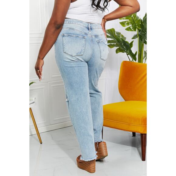 Lovervet High Waist Distressed Straight Cut 90's Dad Jeans - LV1007 - Size 32 - Picture 8 of 10